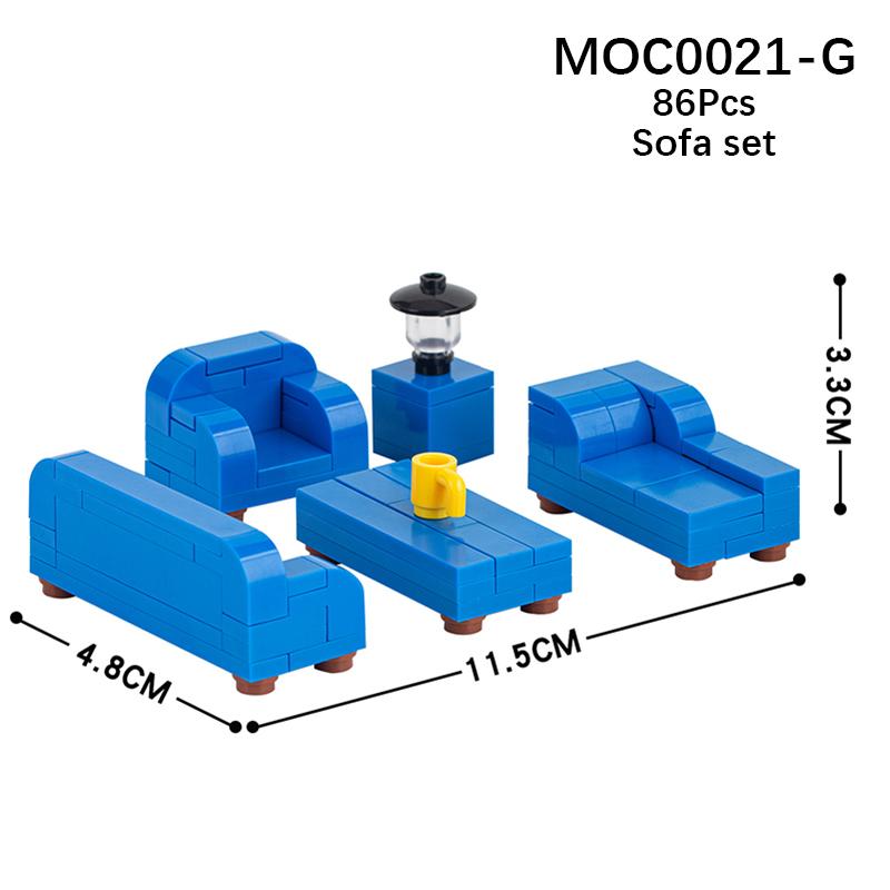 Город Фигурки Мебель Набор Игрушки Модель MOC Кирпичи Детская коляска Стол Диван Кровать Пианино Кухня Ванная Строительные блоки Подарок