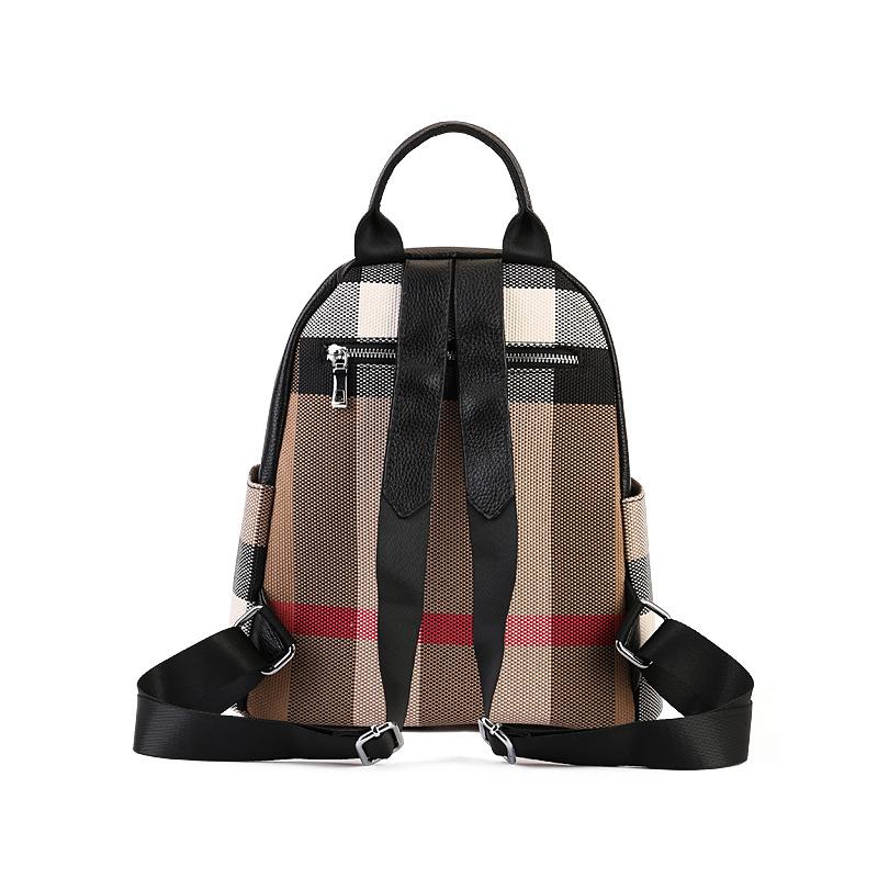 Genuine Leather Backpack for Men and Women Large Capacity Color Matching Travel Baottop Layer Cowhide Hiking Backpack Student Bag