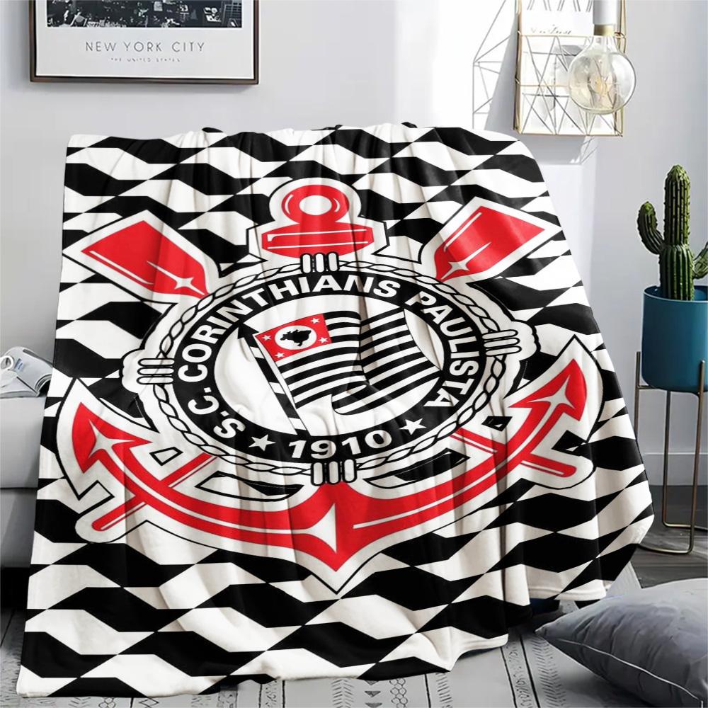 1Pc SC Corinthians Paulista Print Flannel Blanket High Quality Warm Comfortable Cover for All Seasons Perfect for Gifts Home Decor