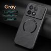 Luxury Leather Magnetic Magsafe Case for POCO X6 X5 Pro F5 Pro C65 M6 Car Mount Case Silicone Shockproof Full Protection Cover