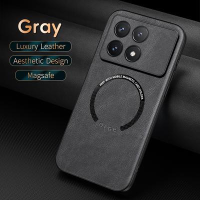 Роскошный кожаный магнитный чехол Magsafe для POCO X6 X5 Pro F5 Pro C65 M6 автомобильный чехол силиконовый противоударный полный защитный чехол