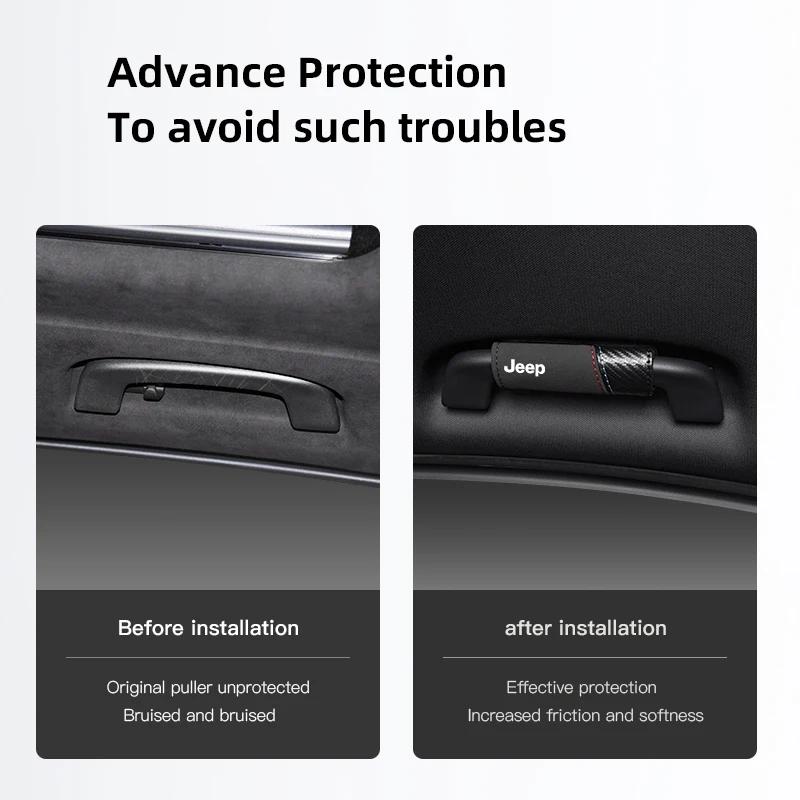 For Jeep Car Roof Armrest Handle Protection Cover Accessories For Jeep Grand Cherokee Wrangler JK Gladiator Compass Renegade