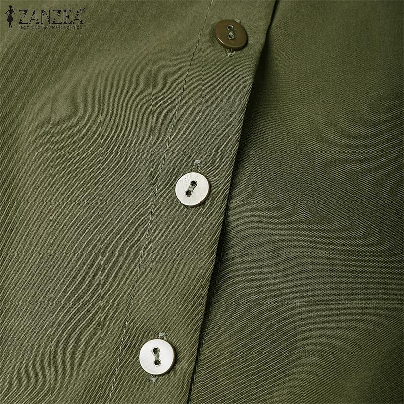 ZANZEA Women Casual Round Neck Loose Half Sleeve Dress