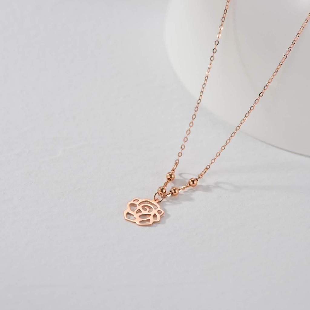 AOBOCO Подвеска-ожерелье в виде цветка розы из 18-каратного розового Простые и популярные роскошные украшения для Идеально подходит в качестве подарка на день рождения или свадьбу Золото. женщины. подарок.