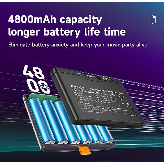 Перезаряжаемая батарея PALO 4800 мАч для динамика JBL PartyBox Stage 520 / 720 / Boombox 4 с портом быстрой зарядки TYPE-C PD