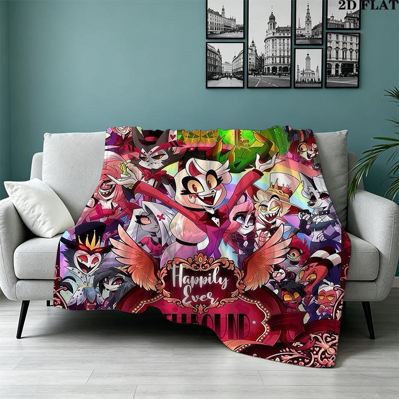 Hazbin Hotel Print Flannel Blanket High Quality Warm Comfortable Cover for All Seasons Perfect for Gifts Home Decor