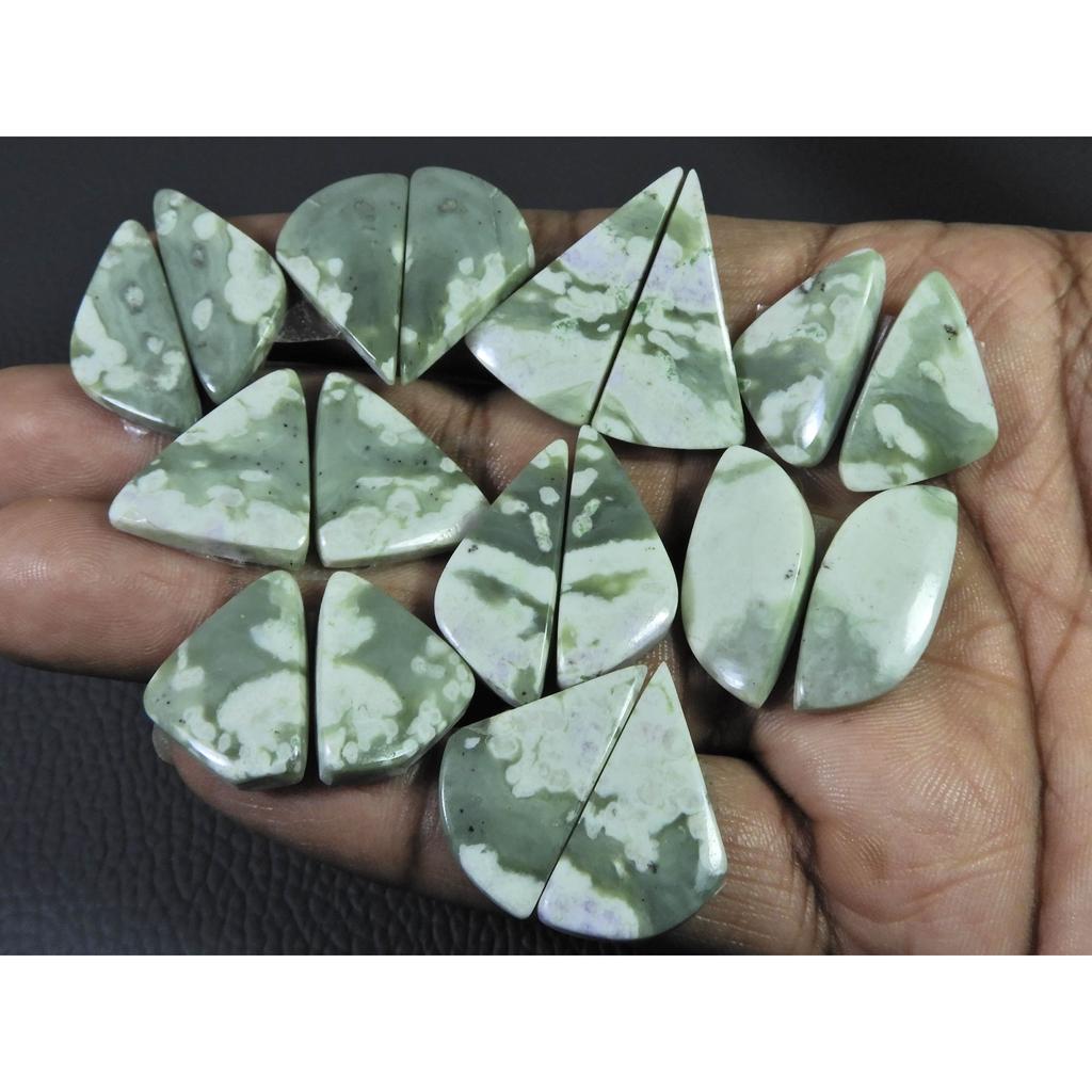 20-29 MM Natural Peace Jade Matched Pair Fancy Cabochon Gemstone 9 Pair Lot C-774