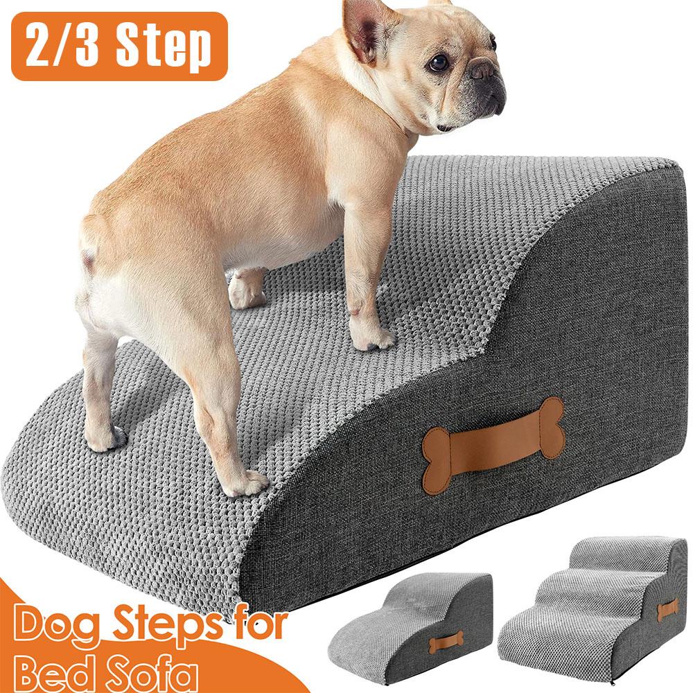 2/3 Step Dog Ramp Stair Pineapple Velvet Small Dog Stair with Sponge Filling and Nonslip Bottom Safe Pet Supplies for Cat Puppy