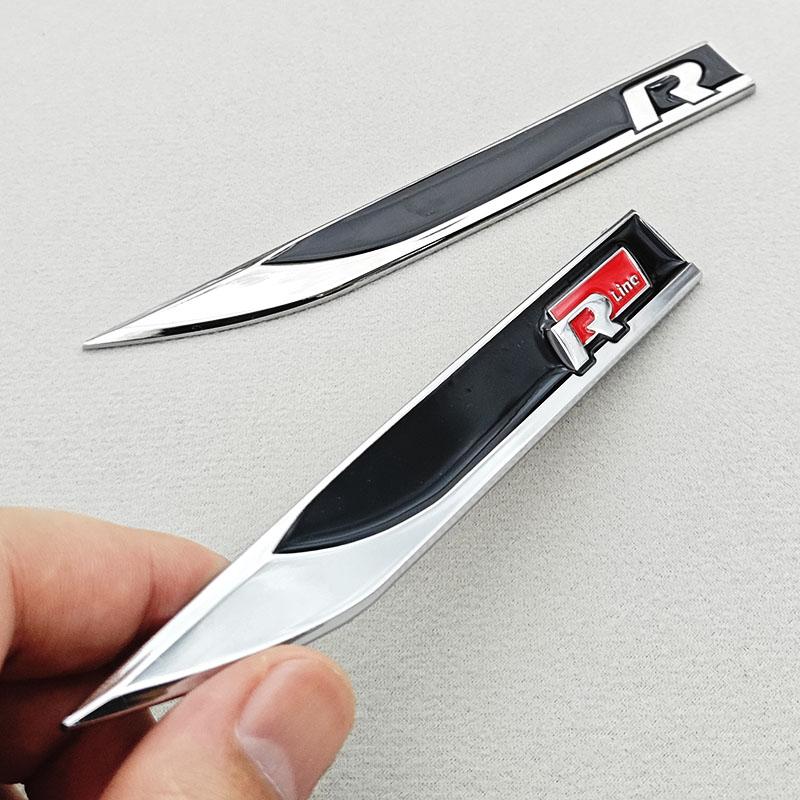 RSQ1 VW 2026 Hot 2pcs 3D Metal Car Letters Logo Rline Fender Side Wing Sticker Emblem Badge For Volkswagen VW Golf 6 7 8 MK6 MK7 MK8