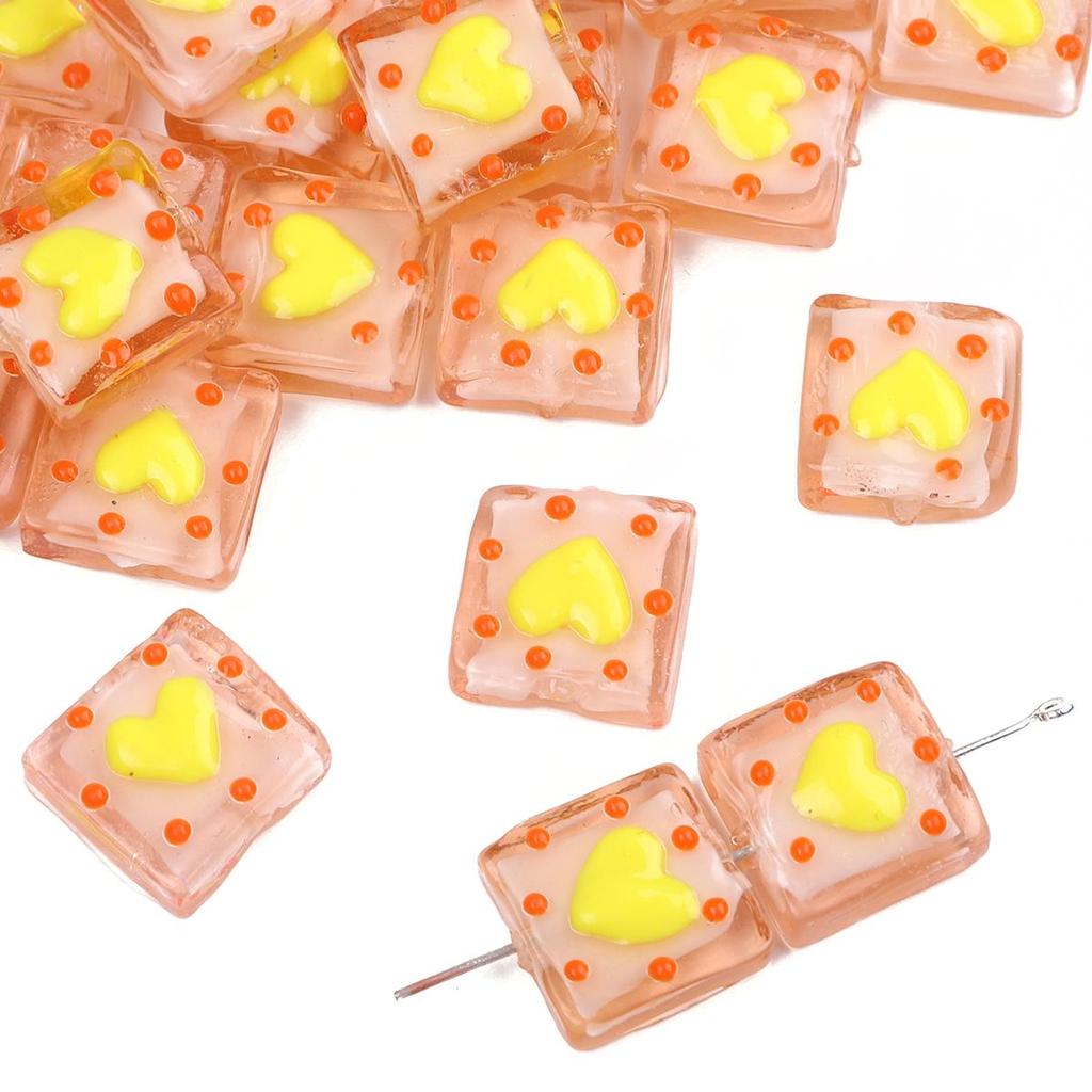 1 шт. ручная роспись цветные стеклянные точки любовь квадратные бусины для DIY ожерелье браслет серьги изготовление ювелирных изделий аксессуары для рукоделия