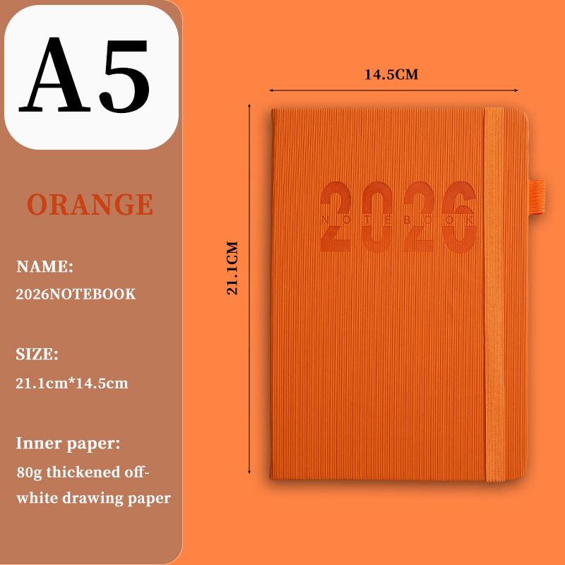 Ежедневник на английском языке на 2026 год с резинкой: Годовой календарь, Еженедельник, 365-дневный блокнот для эффективности