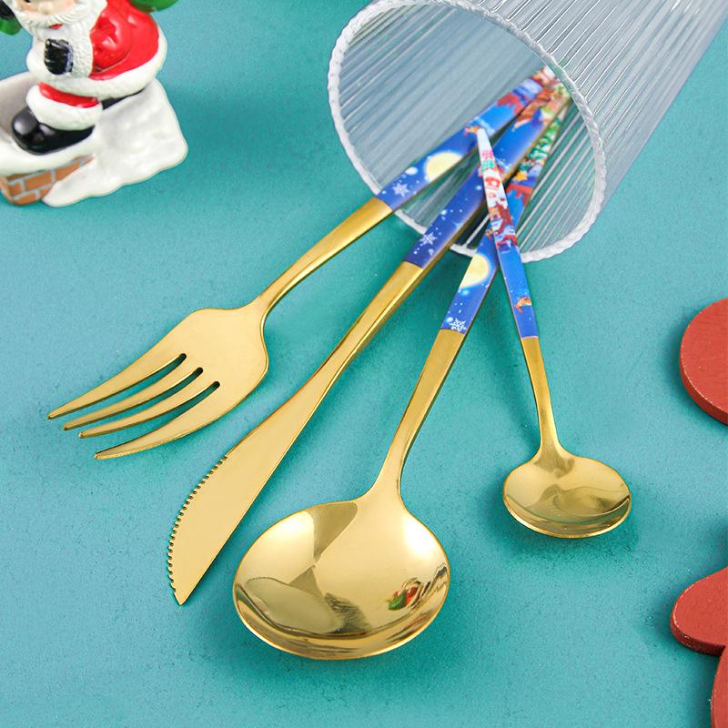 Christmas Starry Sky Western Food Tableware Set Spoon Hand Gift Hotel Home Steak Knife Box Fork Kitchen Dining Bar Garden