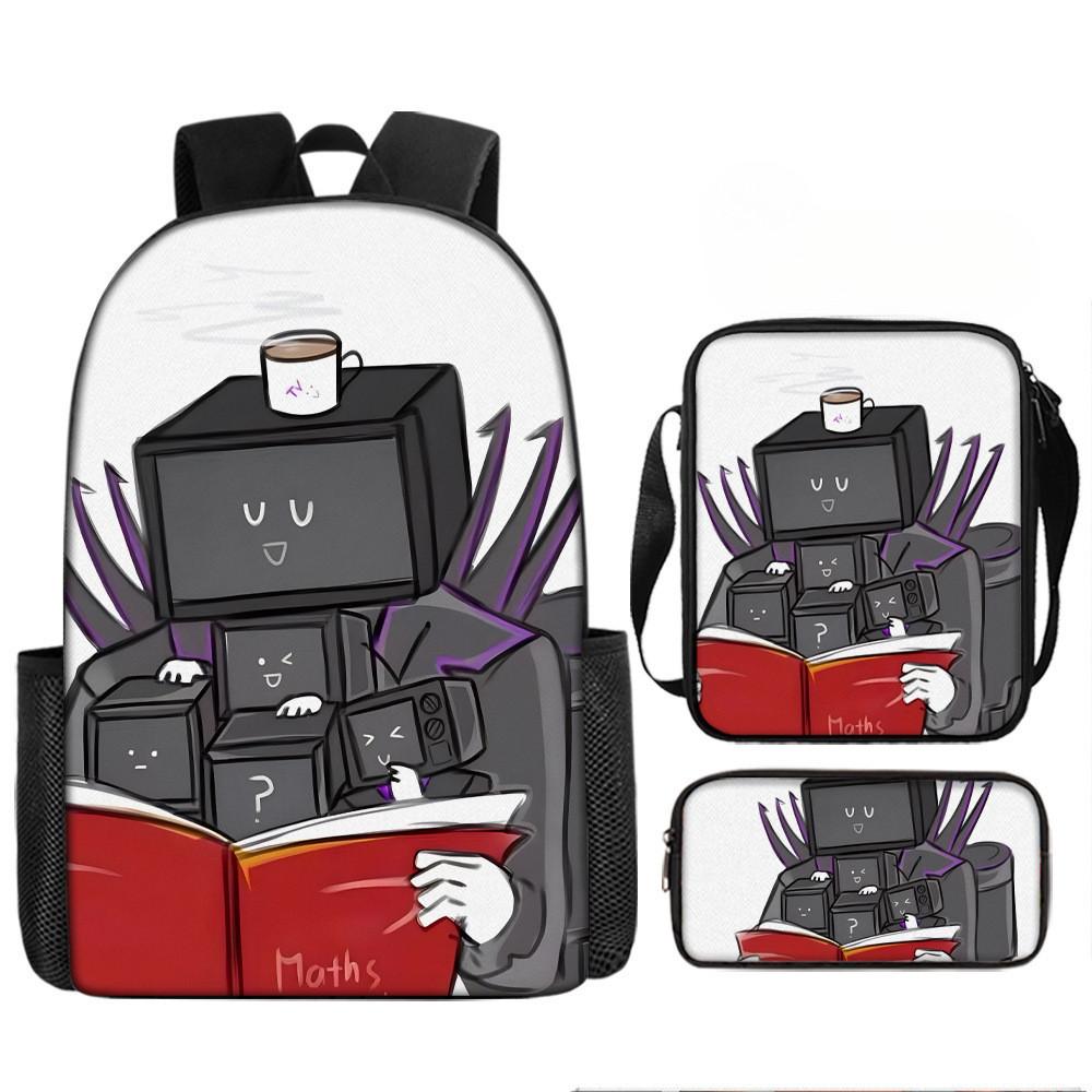 Cartoon Skibidi Toilet Printed Backpack Child Schoolbag Shoulder Bag Pencil Bag