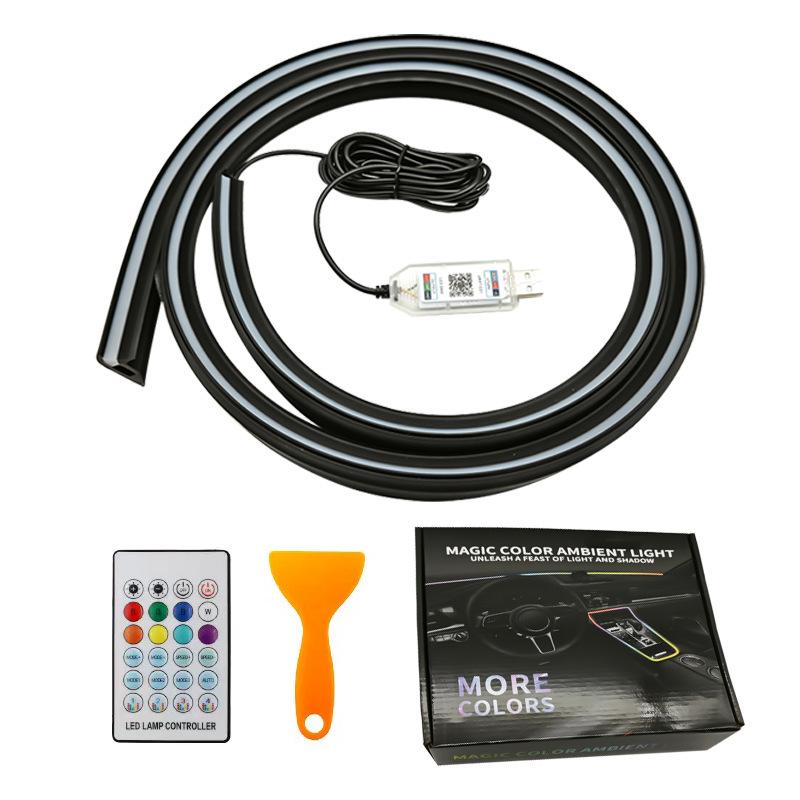 Декоративная светодиодная лента для автомобиля, цветная акриловая звукоизоляционная полоса для лобового стекла, подсветка салона, без проводки, управление через приложение