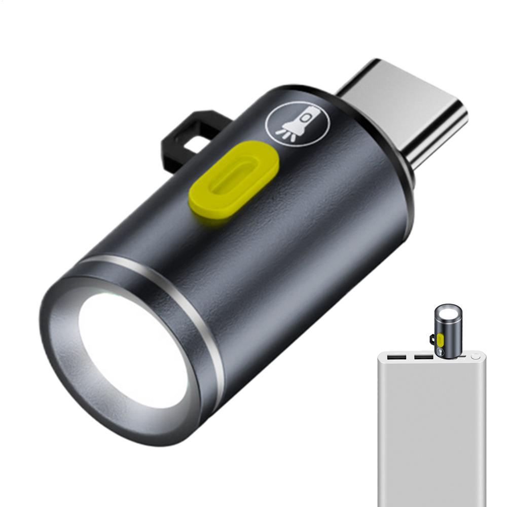 Портативный мини-фонарик Type-C Брелок для телефона USB-C Электрический фонарь Ночник Настольная лампа Для езды на велосипеде Спорта Кемпинга на открытом воздухе