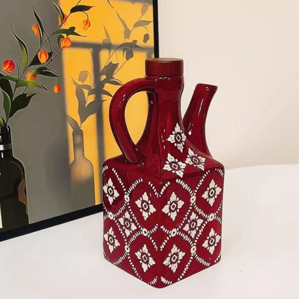 Handle Ceramic Oil Pot Ceramic Household Olive Oil Pot Oil Bottle Kitchen Accessories