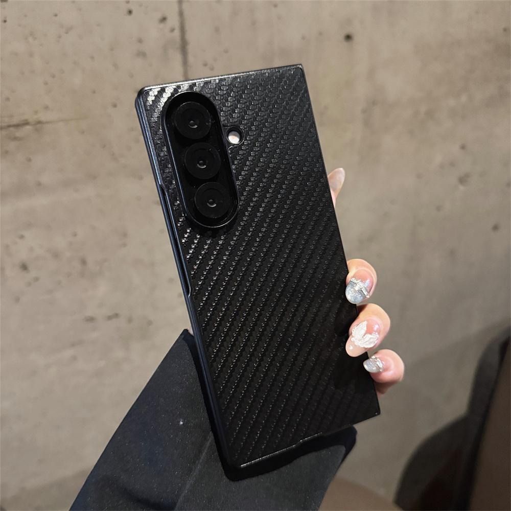 Ударопрочный ПК-чехол из кожи с карбоновым волокном для Samsung Galaxy Z Fold 7 6 5 4 5G Fold7 Fold6 Fold5 Защитная крышка