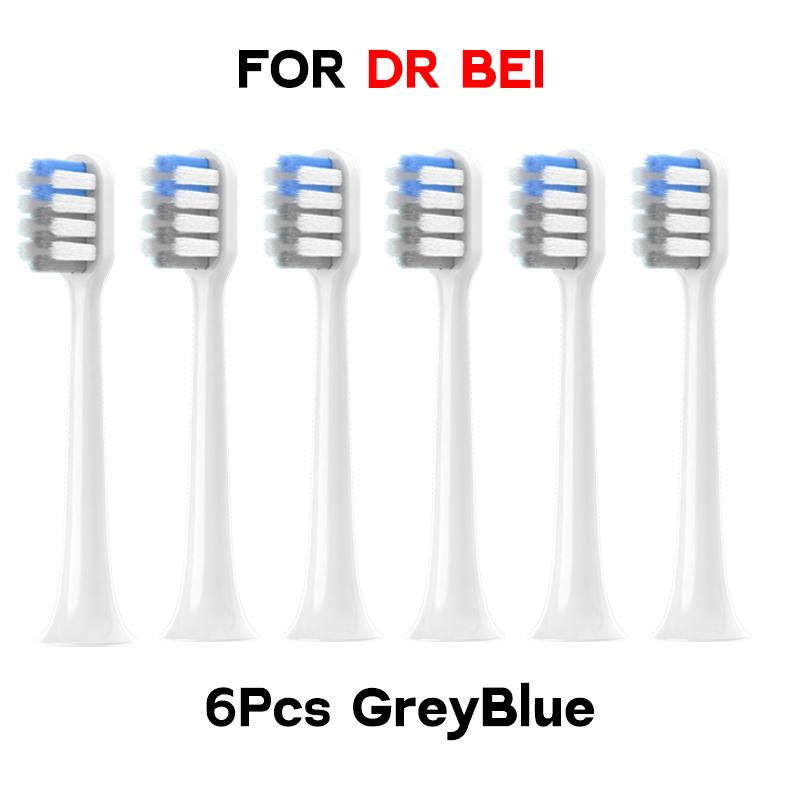 6PCS Toothbrush Heads for DR BEI C1 Sensitive Clean Whitening Standard Vacuum Sealed Packed Soft DuPont Bristle Nozzles