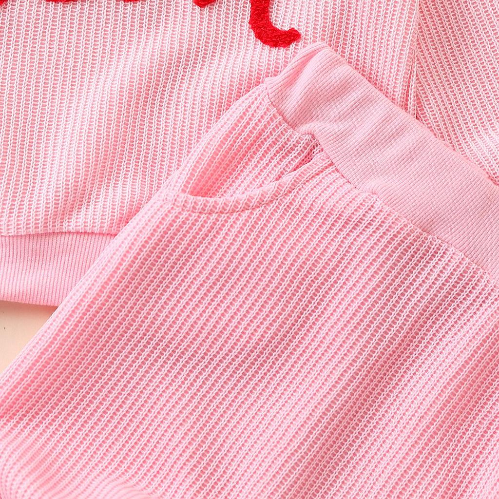 Baby Girl 2Pcs Valentine 's Day Outfits 3M 6M 9M 12M 18M 24M Long Sleeve Letter Embroidery Sweatshirt + Pants Set Toddler Clothes