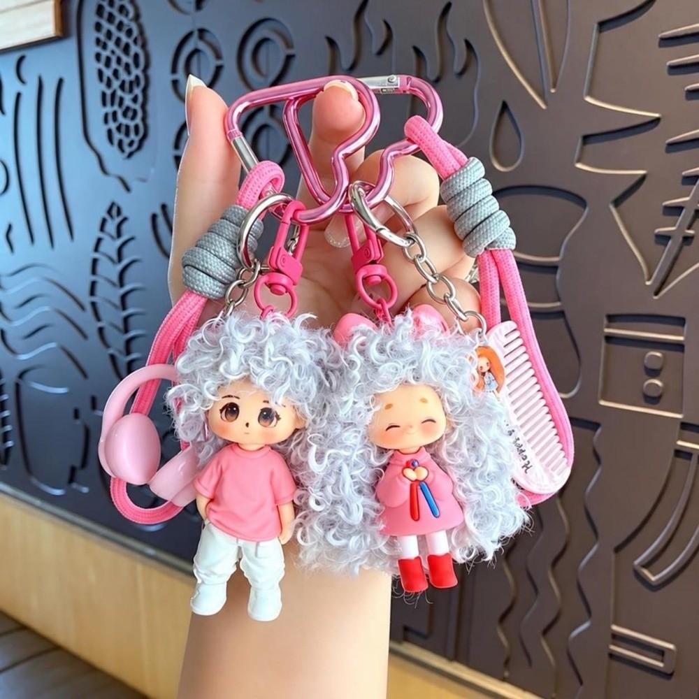 Cartoon Soft Doll Pendant Soft Boy Key Chain Gift Fashion Curly Hair Doll Keychain Bag Charm