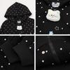 American Style 3D Kitten Embroidered Zip Up Hoodie Loose Fit Sweatshirt Teens