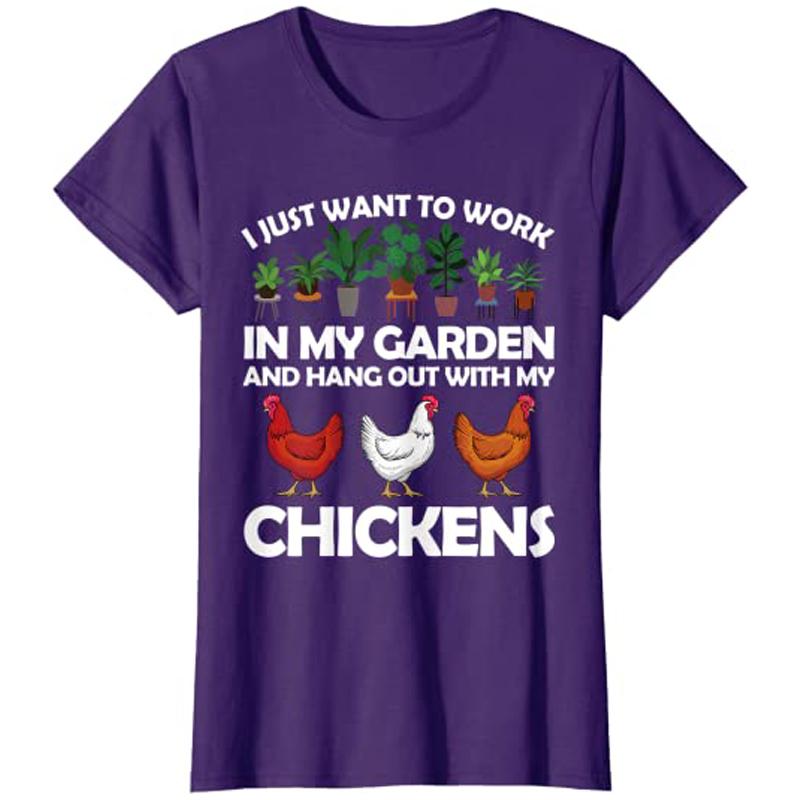 Funny Chicken for Unisex Women Gardening Chicken Lovers Garden TShirt Womens Fashion Farmer Graphic Clothing Short Sleeve Apparel