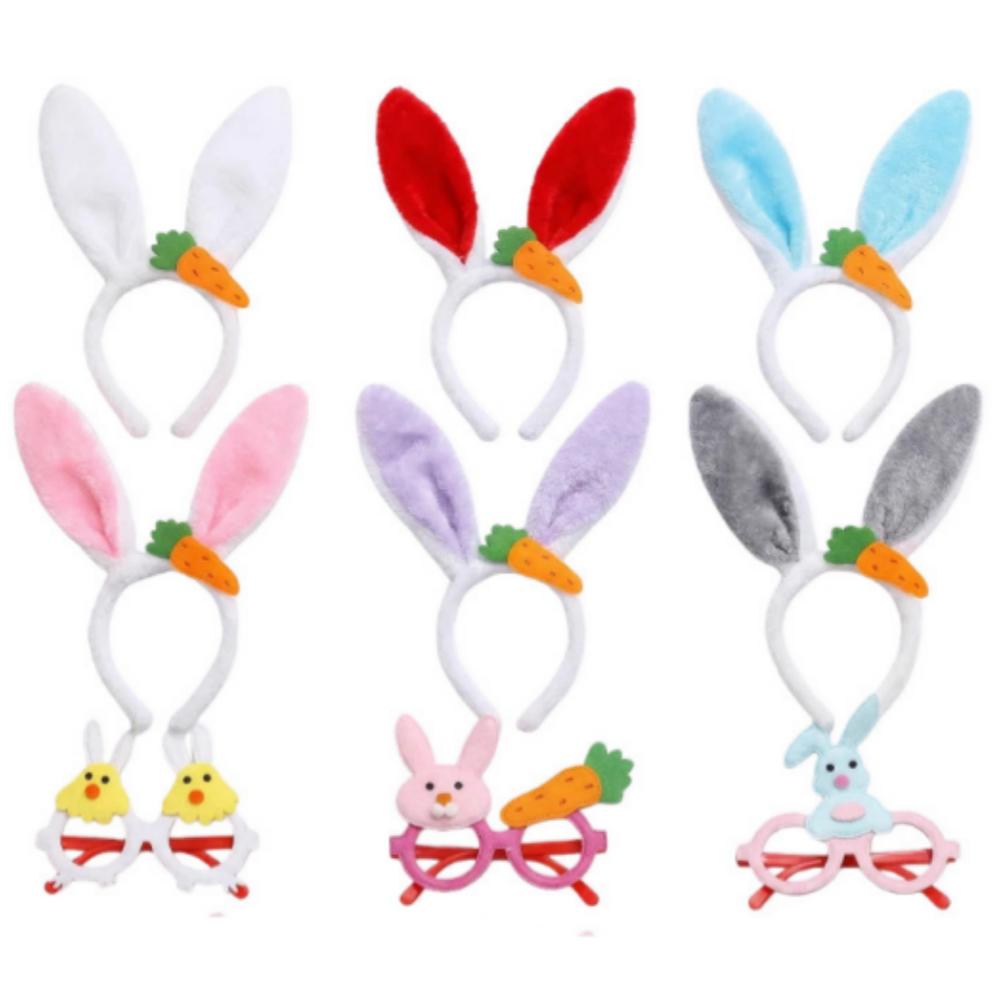 Easter Cute Rabbit Ear Headbands Plush Bunny Ears Carrot Hairband Party Cosplay Costume Headwear Face Wash Hair Accessories