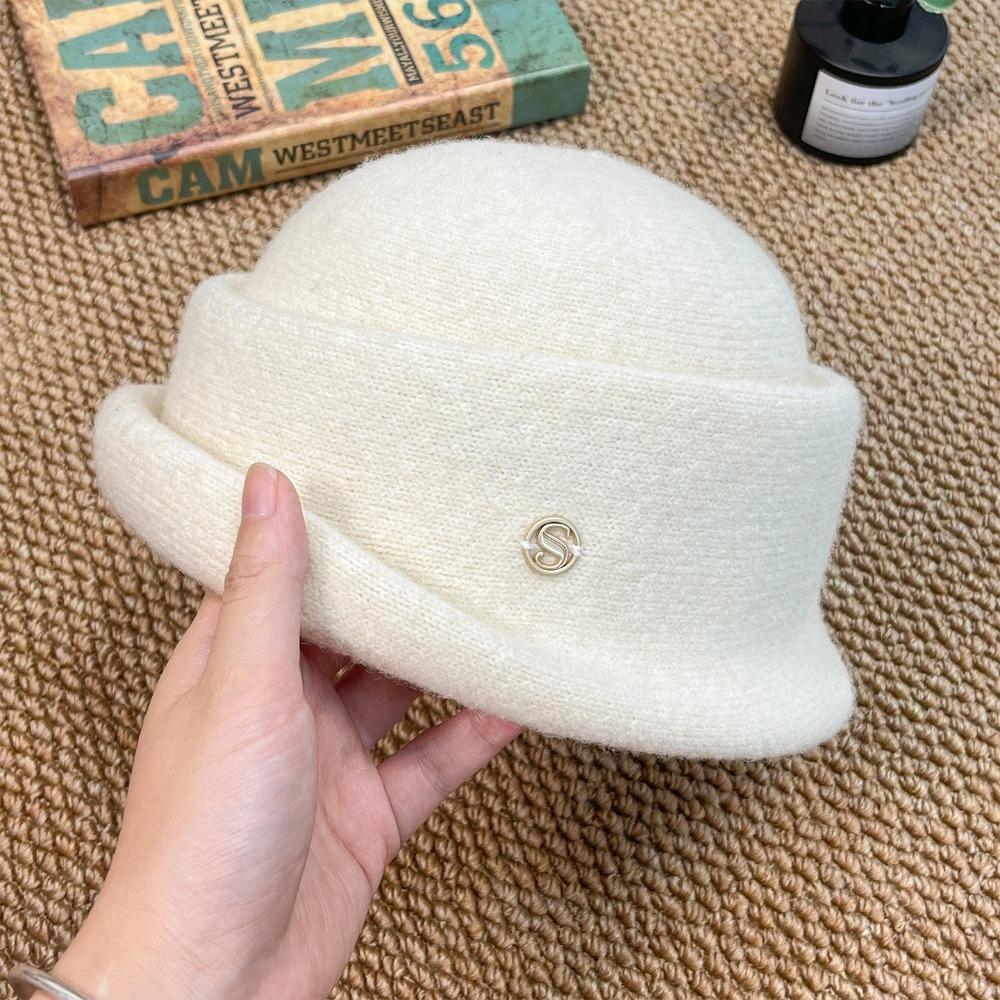 Pearl Hepburn Style Topper Hat Bow Women Formal hat Fashion Wool Fisherman Hat Autumn