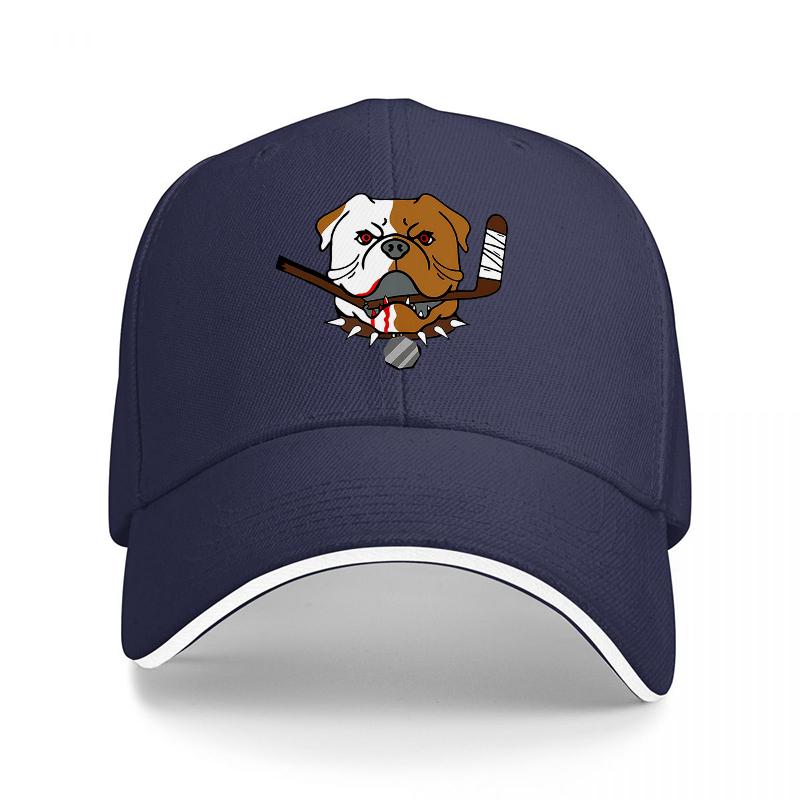 Bulldog Baseball Hat with Bat and Ball Design Black Adjustable Cap for Sports Fans and Dog Lovers Casual Streetwear Accessory