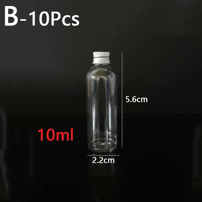 10 шт. прозрачные пластиковые пустые бутылки, прозрачные банки для хранения, жестяные банки, косметические контейнеры с алюминиевыми крышками для домашней кухни