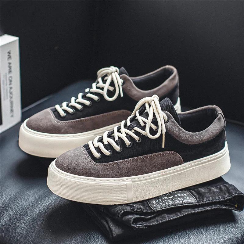 Модные корейские модные повседневные парусиновые кроссовки мужские Harajuku Platform Canvas Shoes Man Breathable Men's Vulcanized Shoes Zapatos De Lona