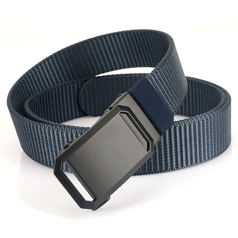 Новый мужской ремень для поездок на работу с автоматической пряжкой из нейлона, универсальный двухслойный толстый ремень для отдыха на природе