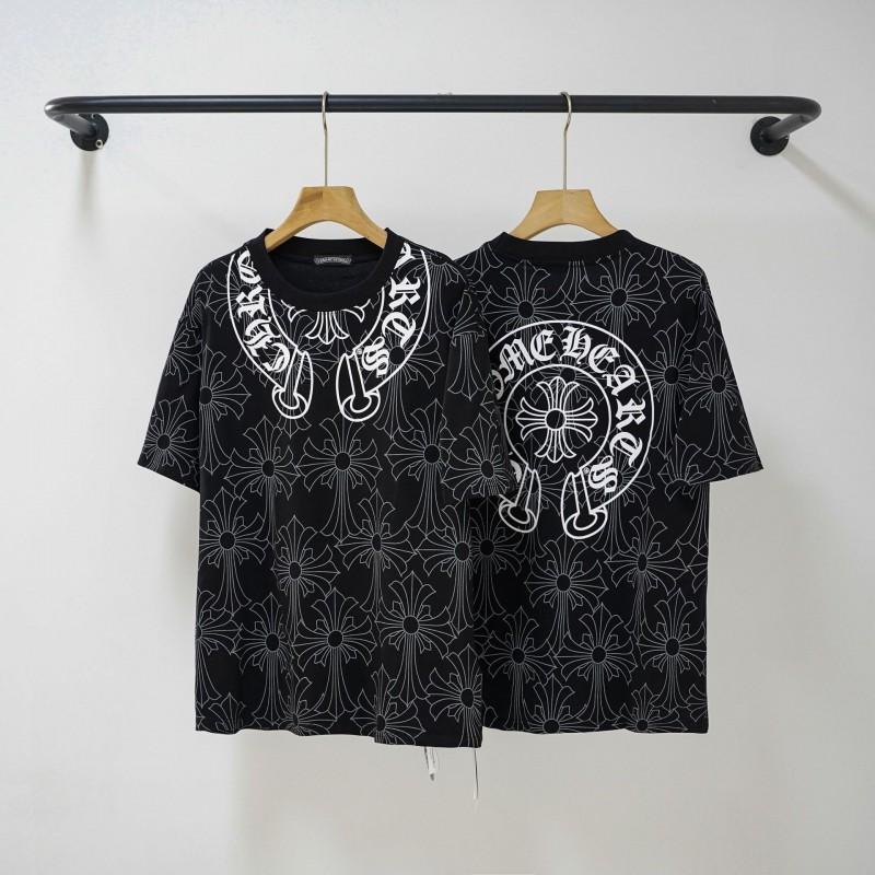 Unisex Cotton T-Shirt With Embroidered Cross Sanskrit Print Loose Fit Short Sleeve Tee