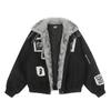 Unisex Retro Fringe Patch Suede Punk Cotton Puffer Jacket With Faux Fur Collar Winter Streetwear