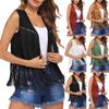 Women's Fashion Suede Buttonless Mid-Length Vest Solid Colour Vest Jacket