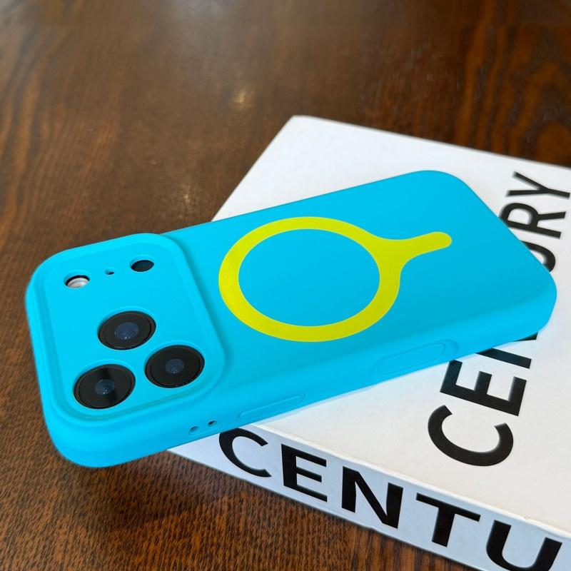 Liquid Silicone Magnetic Fluorescent Case For 17 16 Pro Max Candy Smooth Soft Armor Wireless Charge 17PM Cover