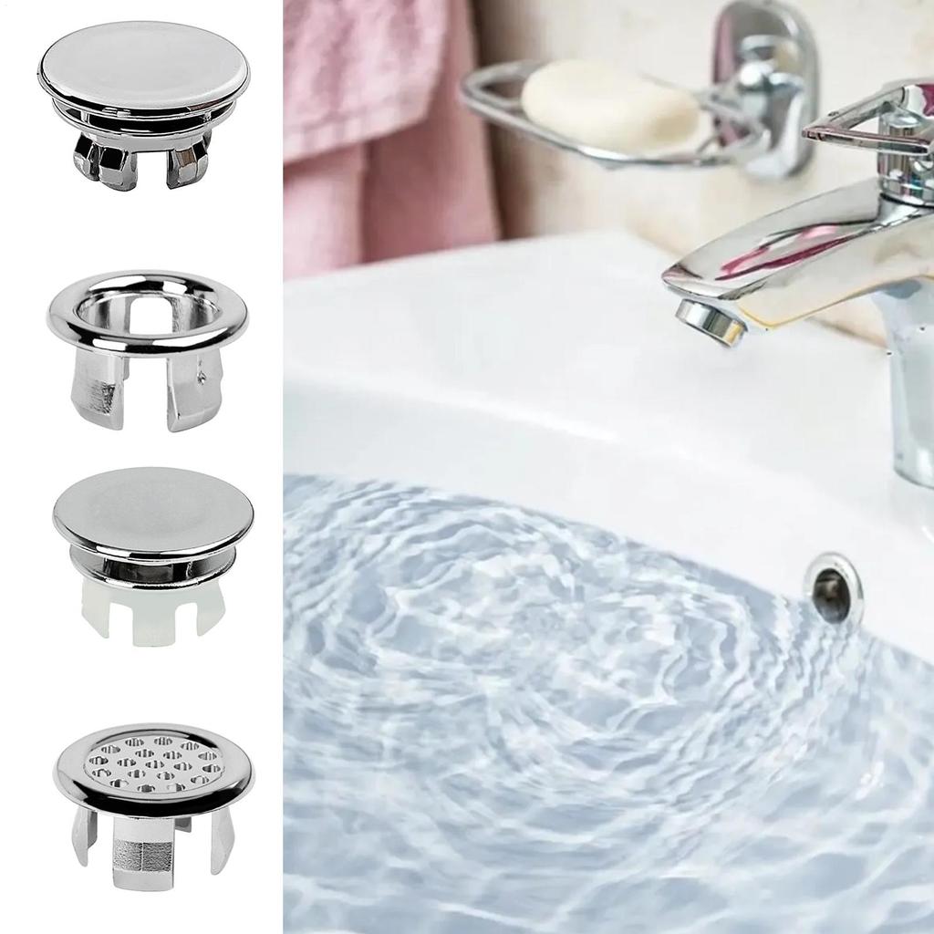 Bathroom Overflow Drain Cover, Round Basin Trim Drain Cap Cover, 22-24mm Sturdy Double Layer Overflow Cover Insert In Hole