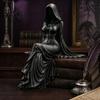 Matte Black Resin Ornament 3D Printed Reaper Goddess Figurine Ornaments, Dark Style Sculpture, Faceless Black-robed Statue Gothic for Desktop