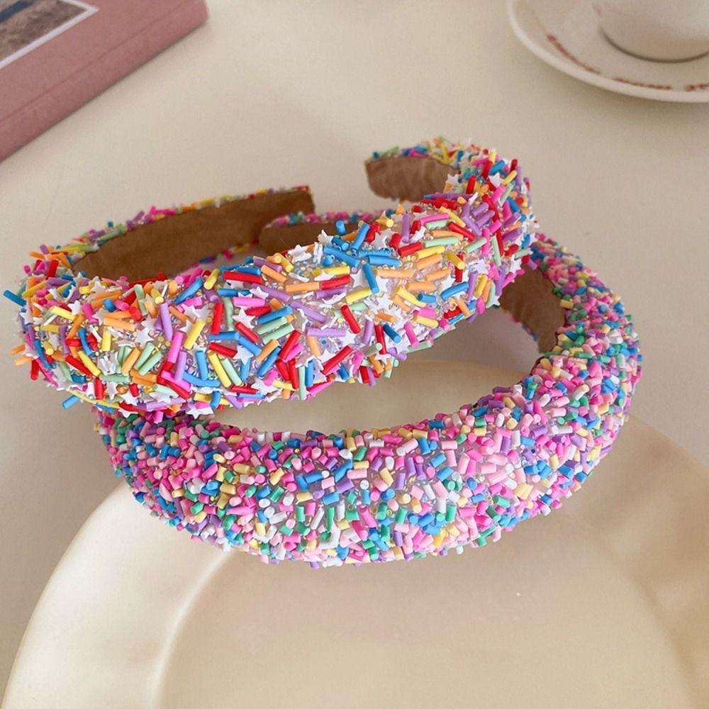 Fashion Star Donut Headband Make Up Face Wash Hair Hoop Candy Color Acrylic Female