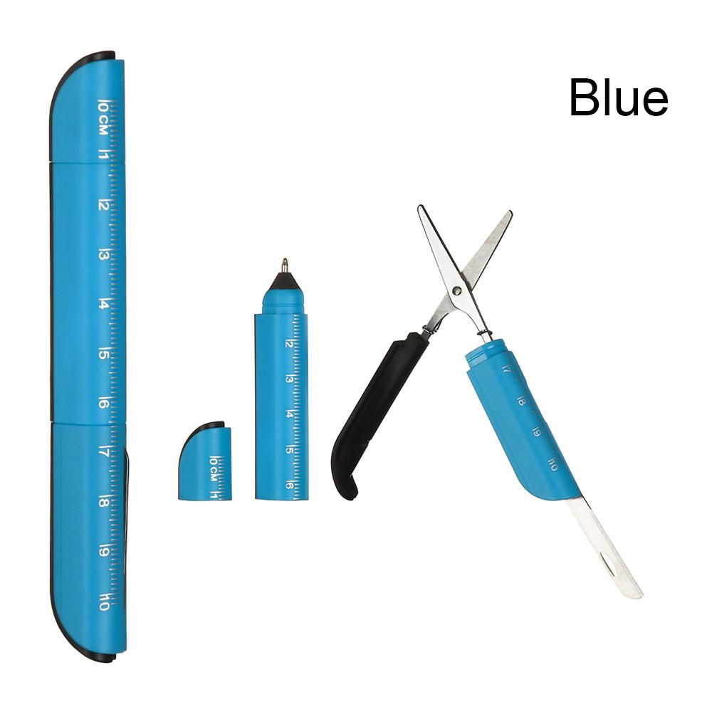 Творческий многофункциональный 3 в 1 пластиковая линейка шариковая ручка со складными ножницами ручки для письма офисные школьные канцелярские принадлежности