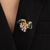 Inlaid Rhinestone Animal Lapel Pin Curved Horns Zodiac Year Badge Lucky Ram Breastpin  Daily Outfit