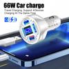 New  66w 4 Usb  4 In 1 Car Phone Charger 3.1A Digital Super Fast Charger Cars Phone Charger Adapter Universal Auto Accessories
