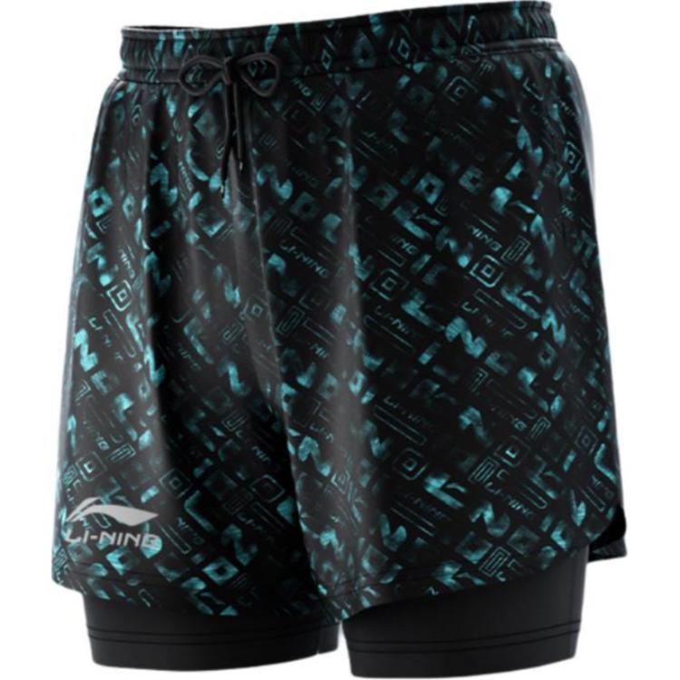 Li-Ning Повседневные удобные дышащие шорты для плавания с пятью точками, не смущающие, мужские плавки, черный, синий LSKV300-2