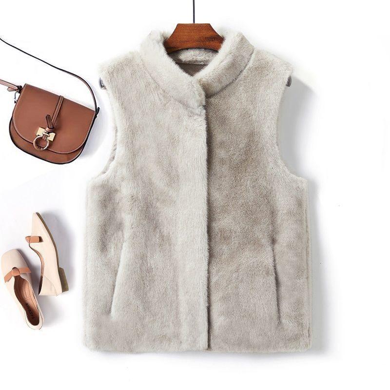Меховая интегрированная водонепроницаемая норковая жилетка куртка осень и зима новая средняя и пожилая большой размер свободная модная темпераментная короткая жилетка