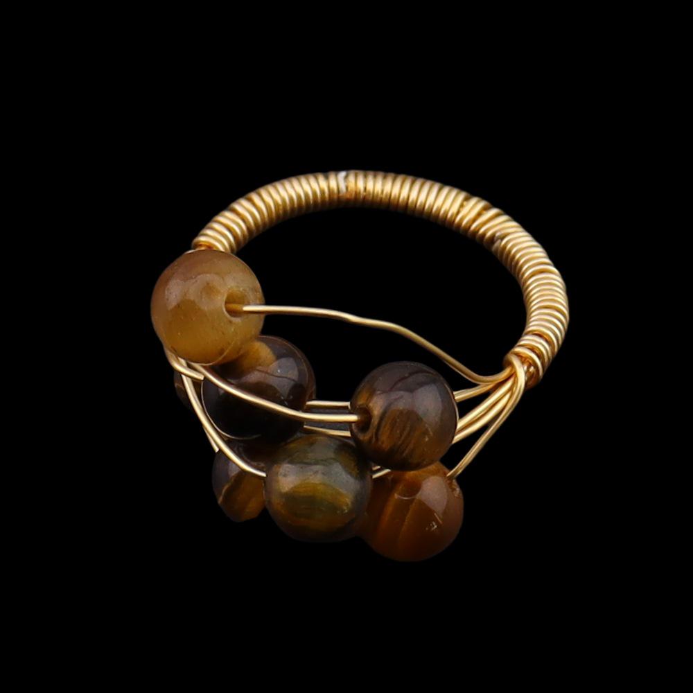 Европейское Ретро Натуральный Камень Кристалл Агат Гипсофила Плетеное Кольцо