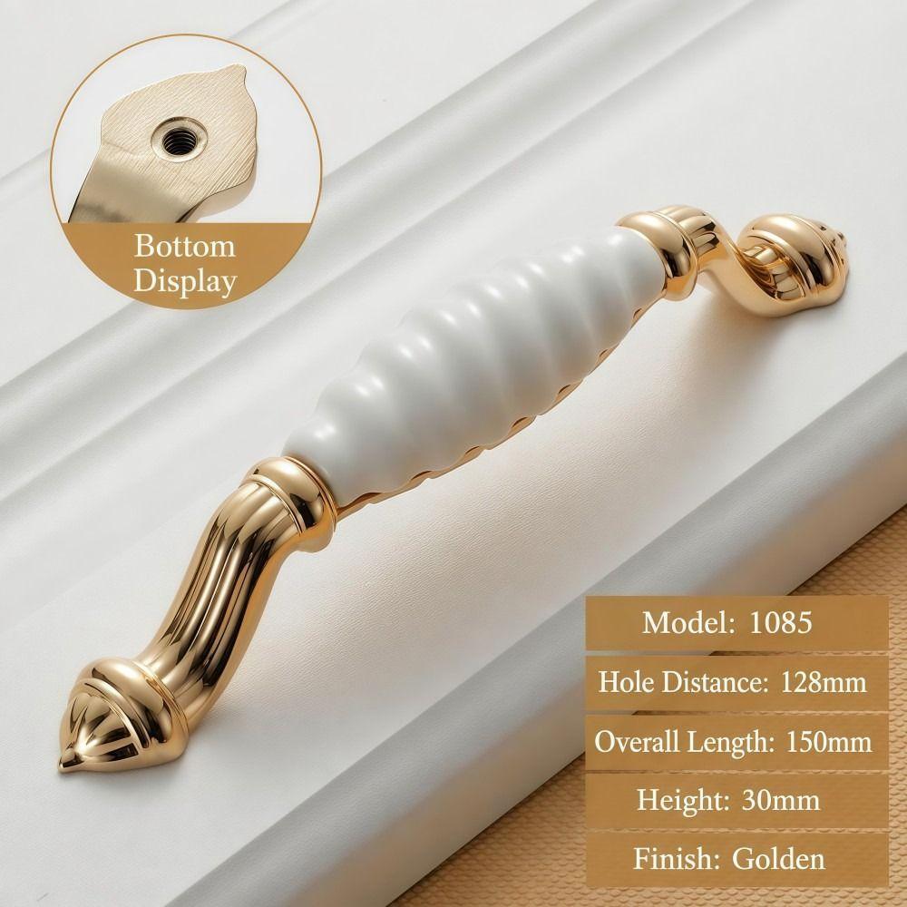 Elegant Ceramic Cabinet Handles 96mm 128mm Cabinet Door Knobs Gold Drawer Pulls Furniture Hardware