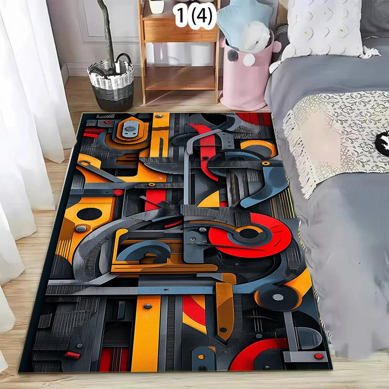 Rug Carpet Mat Non-Slip Geometric Graffiti Area Rug for Living Room Bedroom Bathroom Kitchen Nursery Playroom Modern Home Decor
