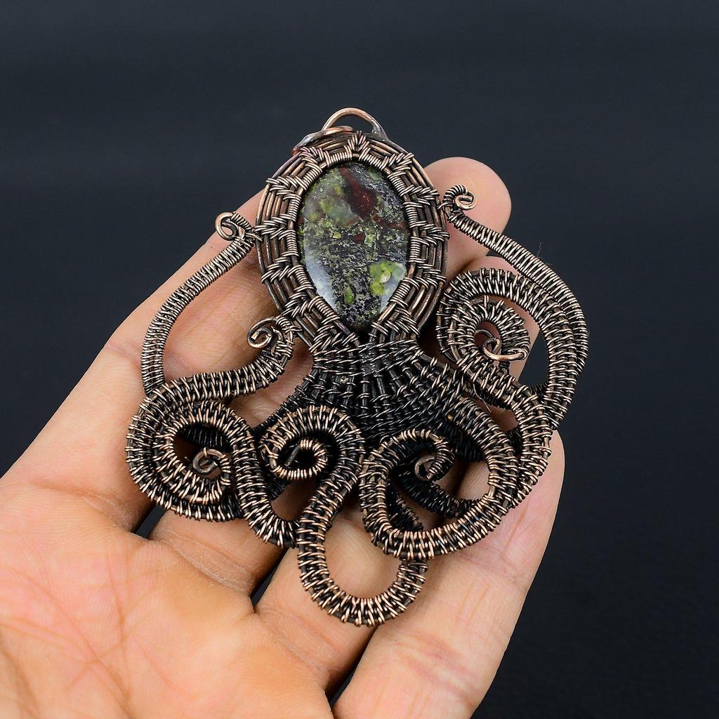 Dragon Blood Jasper 999 Copper Wire Wrapped Pendant, Handmade Gemstone Pendant Jewelry, Gifts For Wife Brand New Pendant