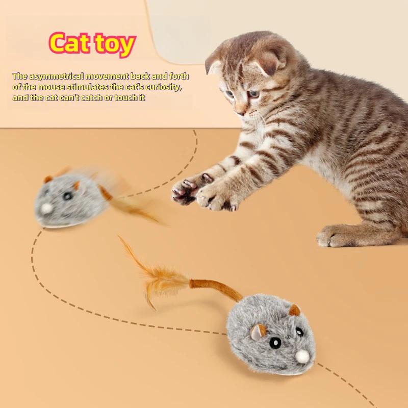 Игрушки для кошек, заводная мышь-симулятор, без батареек, прочные домашние игрушки для кошек, избавляющие от скуки, интерактивные плюшевые игрушки, игрушки для домашних животных