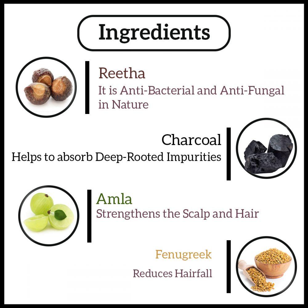 Shampoo with Activated Bamboo Charcoal: Anti-dandruff (210 Ml), Activated Bamboo Charcoal Hair Cleanser Khadi Natural